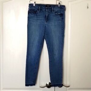 Nine West size 10 medium to light wash jeans cigarette skinny ankle raw hem
